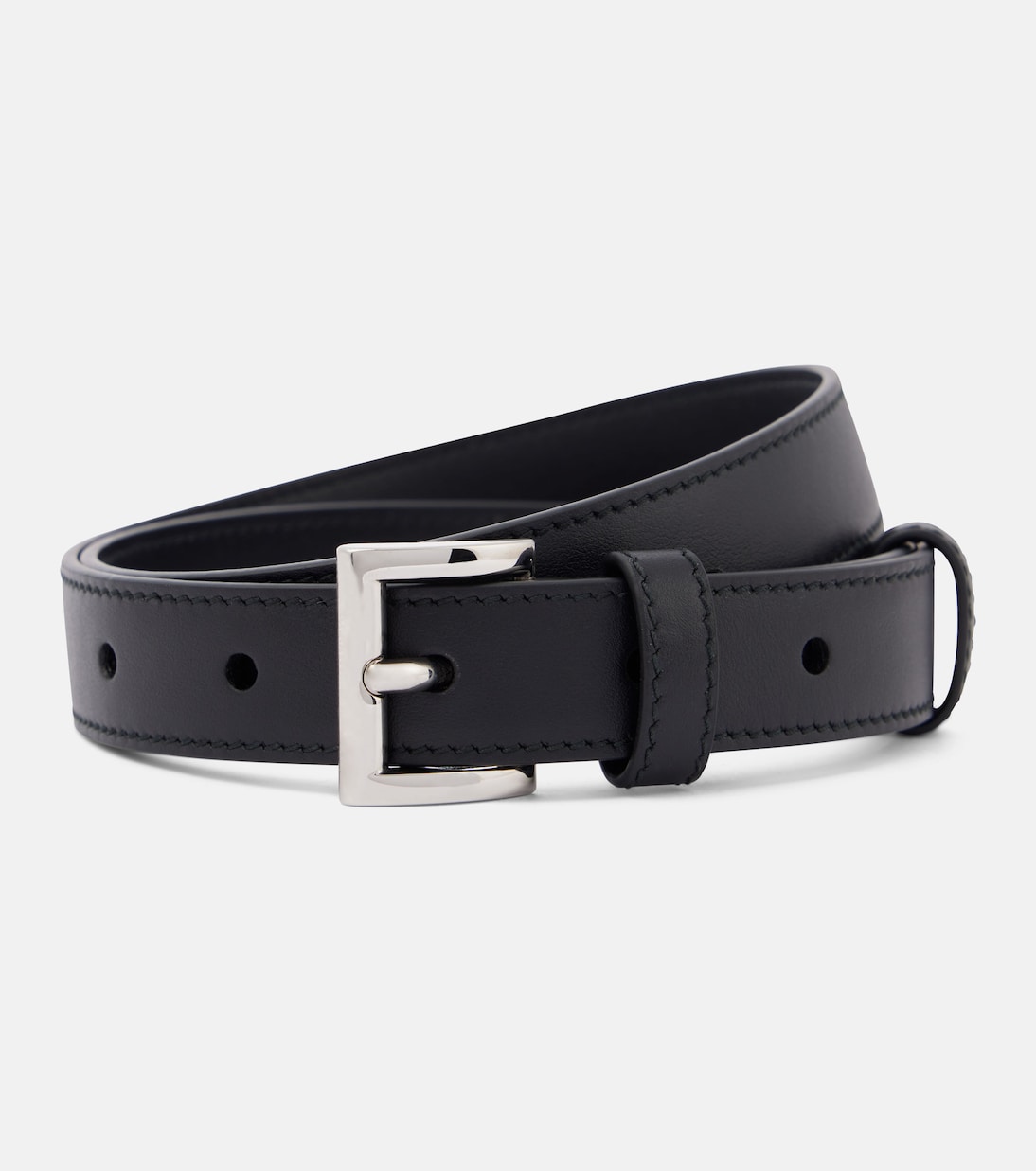 Cintura in pelle con logo PRADA, stile giovane e moderno