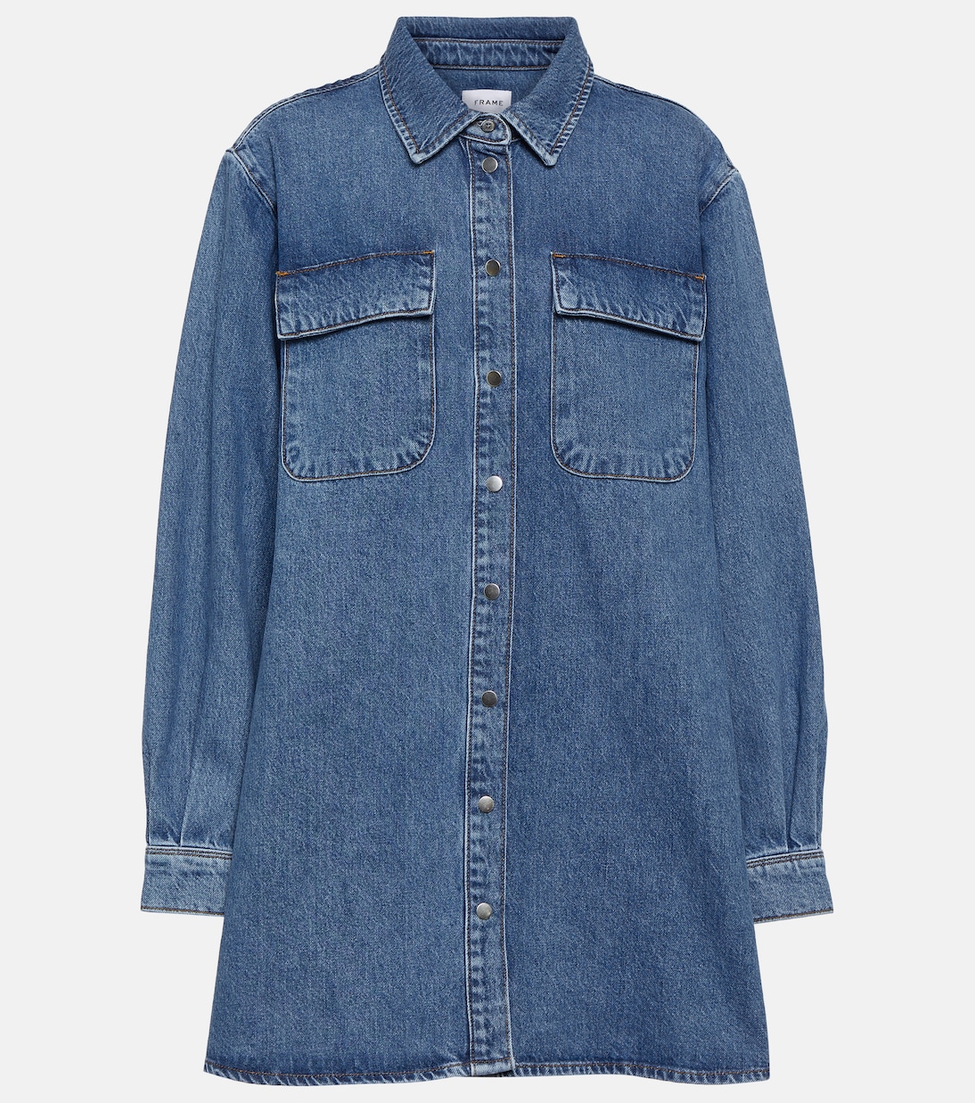 Cotton denim shirt dress in blue Frame Mytheresa