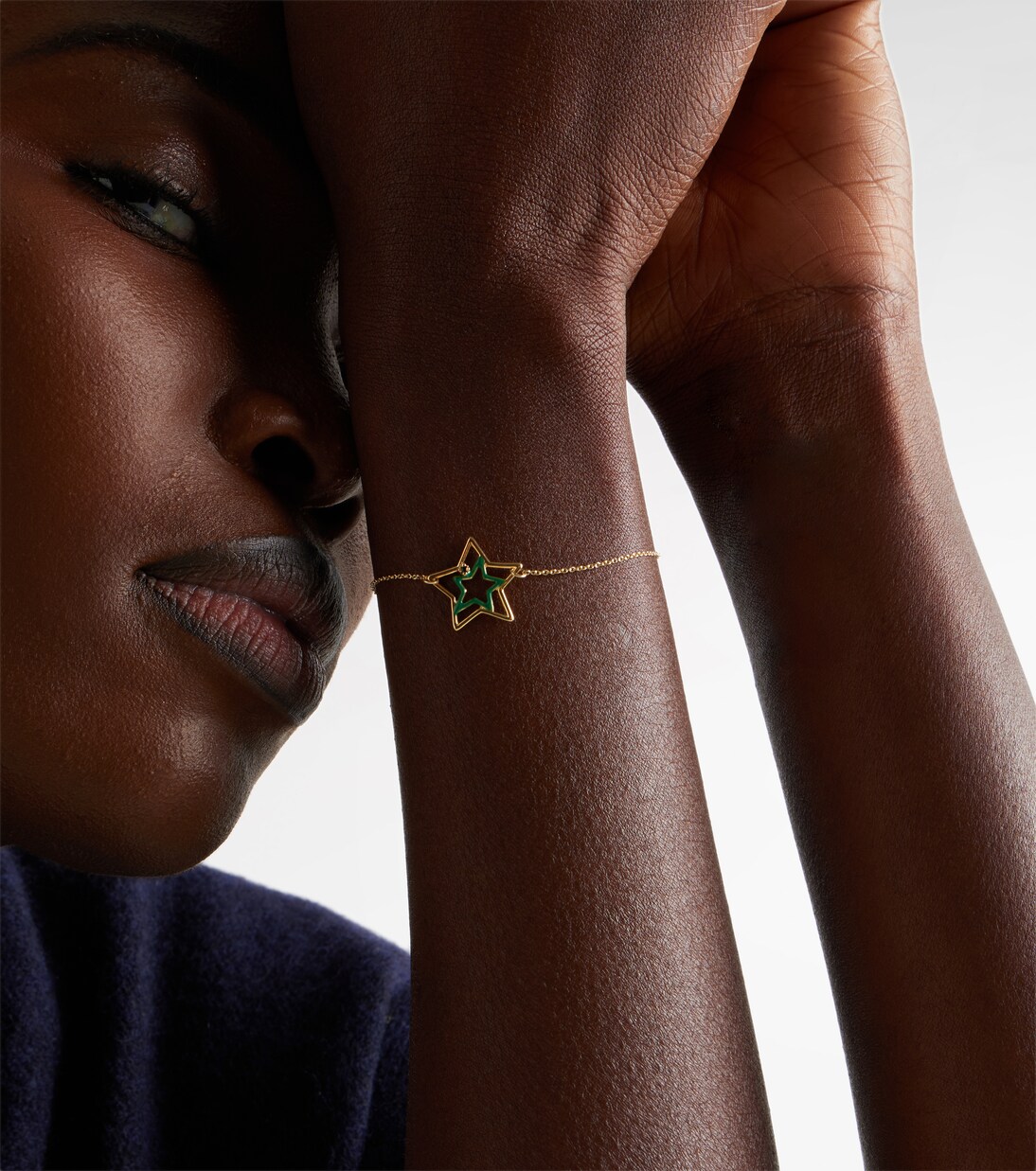 Armband Estrella aus 9kt Gelbgold mit Emaille und Saphir | Aliita
