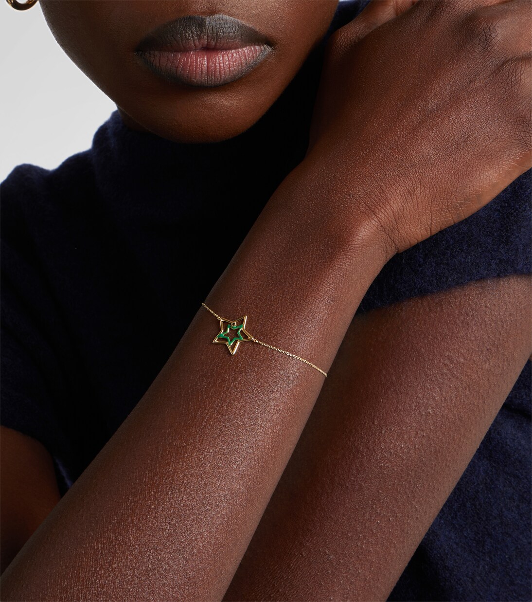 Armband Estrella aus 9kt Gelbgold mit Emaille und Saphir | Aliita