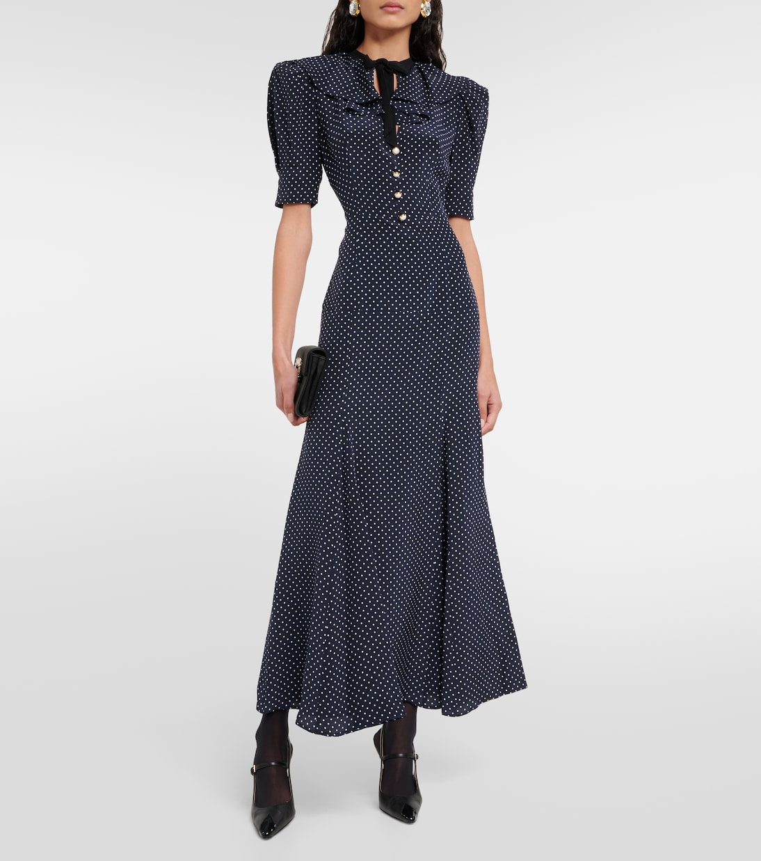 Vestido midi de seda con lunares | Alessandra Rich