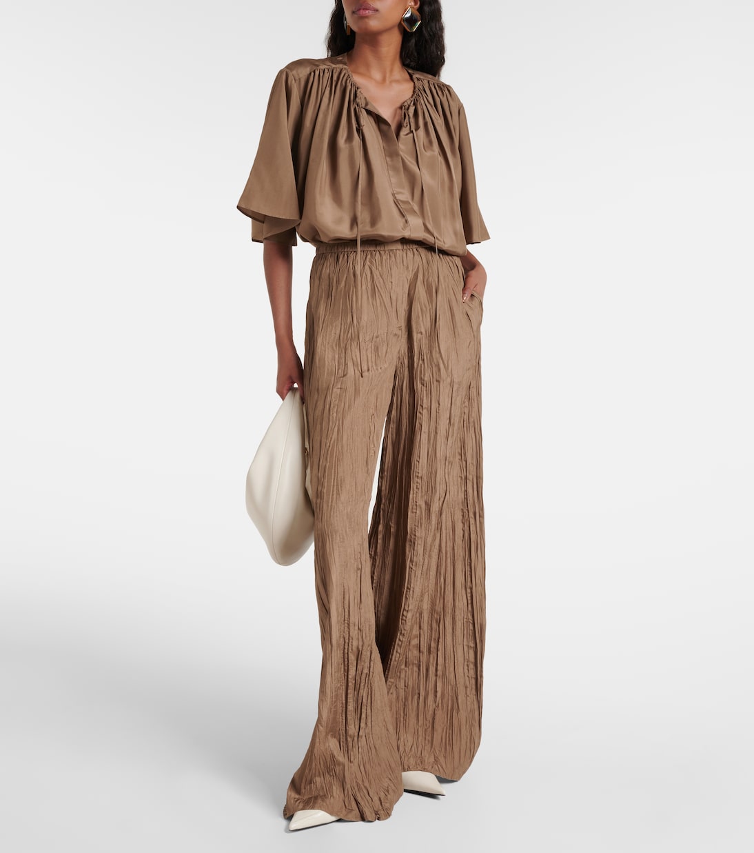 Pantaloni a gamba larga Thoresby in seta | Joseph