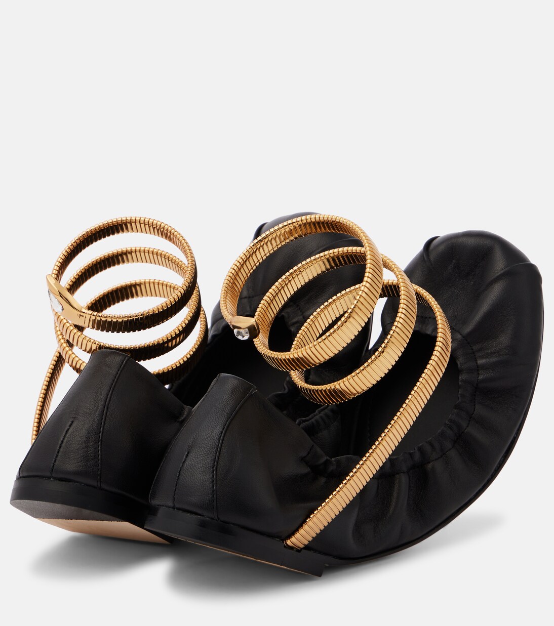 【関税込み】RENE CAOVILLA 'Cleo' ballet flats Cleo leather ballet flats in black - Rene Caovilla | Mytheresa