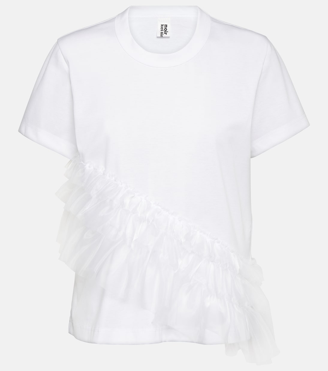 T-shirt in jersey di cotone con tulle | Noir Kei Ninomiya
