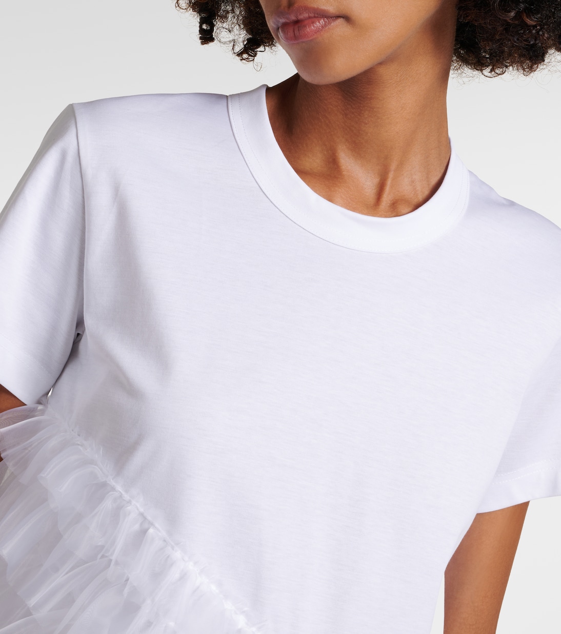 T-shirt in jersey di cotone con tulle | Noir Kei Ninomiya