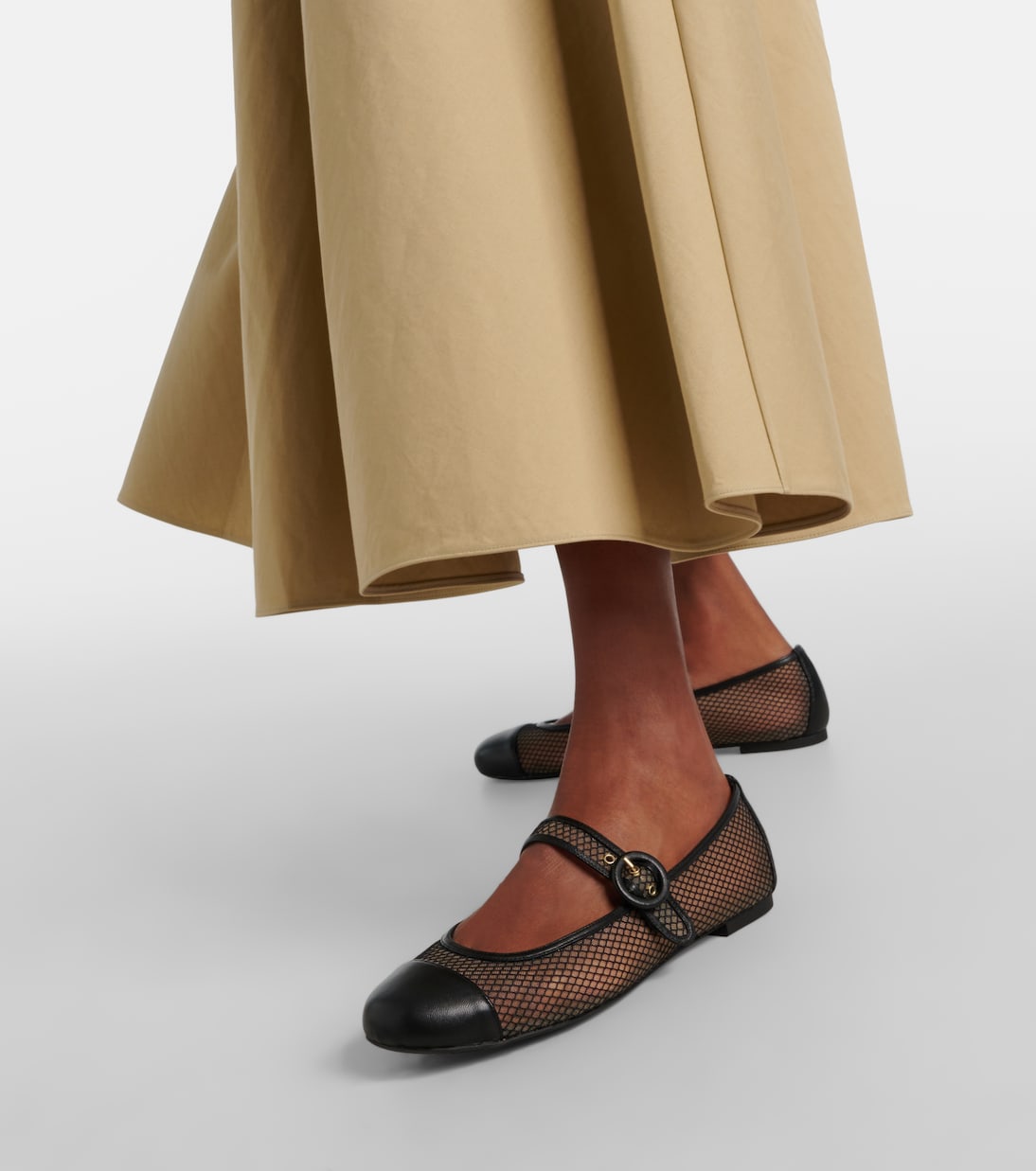 Mary-Jane-Ballerinas Solstice aus Mesh und Leder | Aquazzura