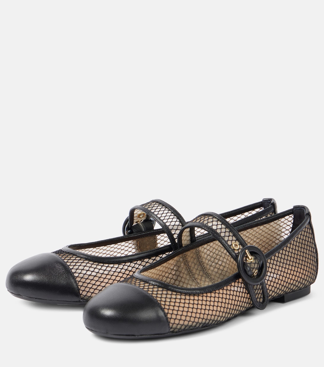 Mary-Jane-Ballerinas Solstice aus Mesh und Leder | Aquazzura