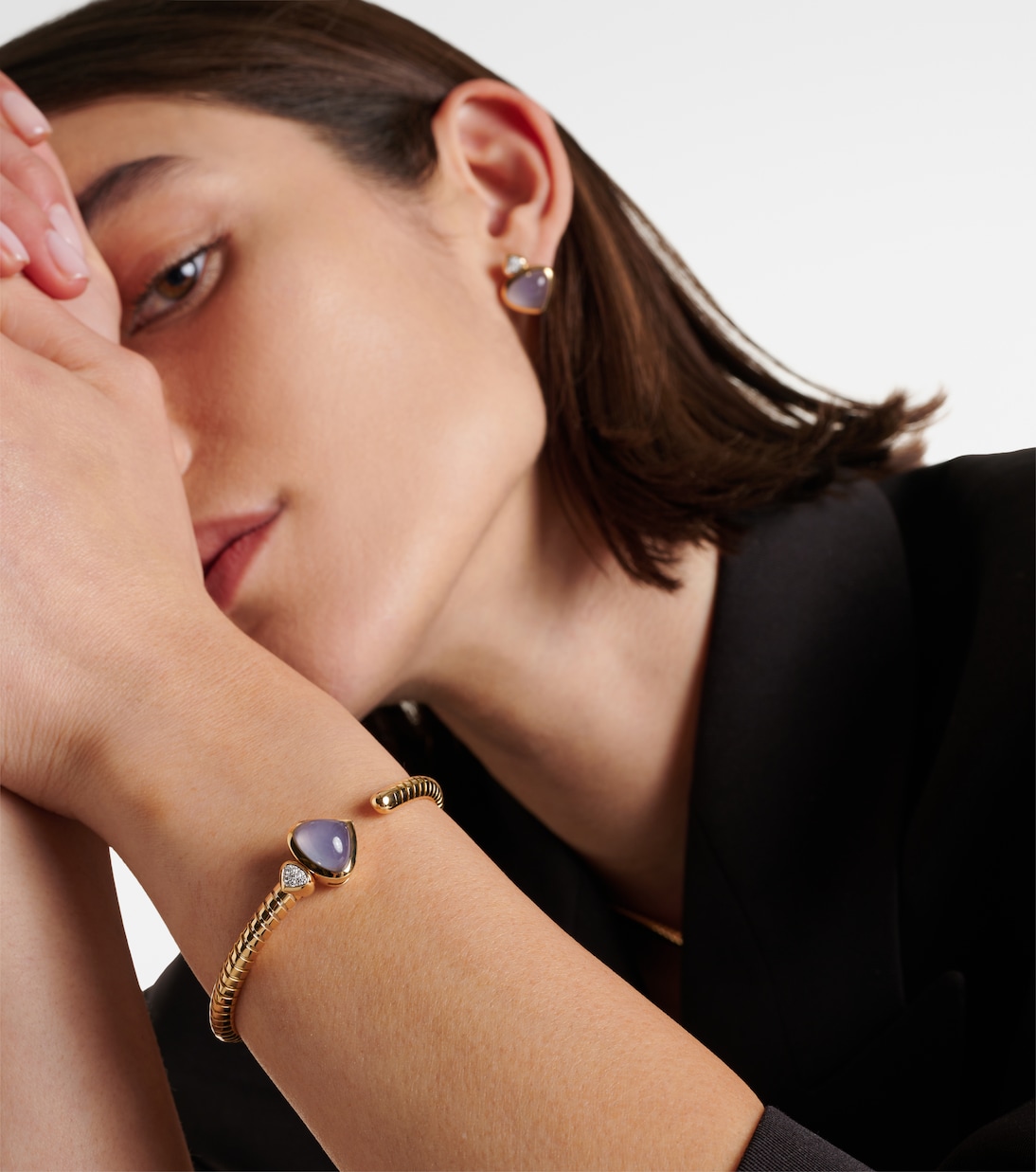 Bracelet Trisolina Bypass en or 18 ct, calcédoine et diamants | Marina B