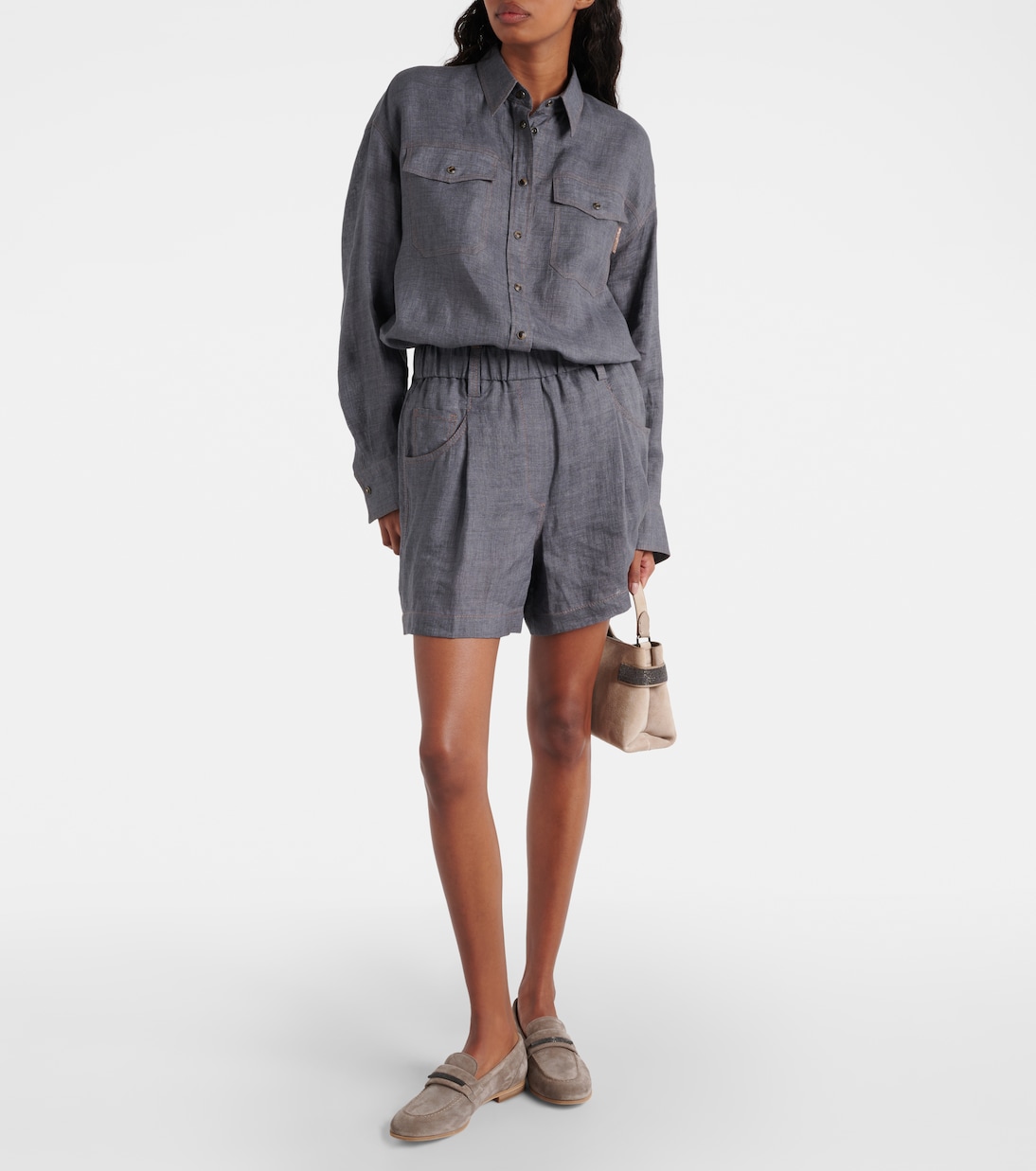 Chemise oversize en lin | Brunello Cucinelli