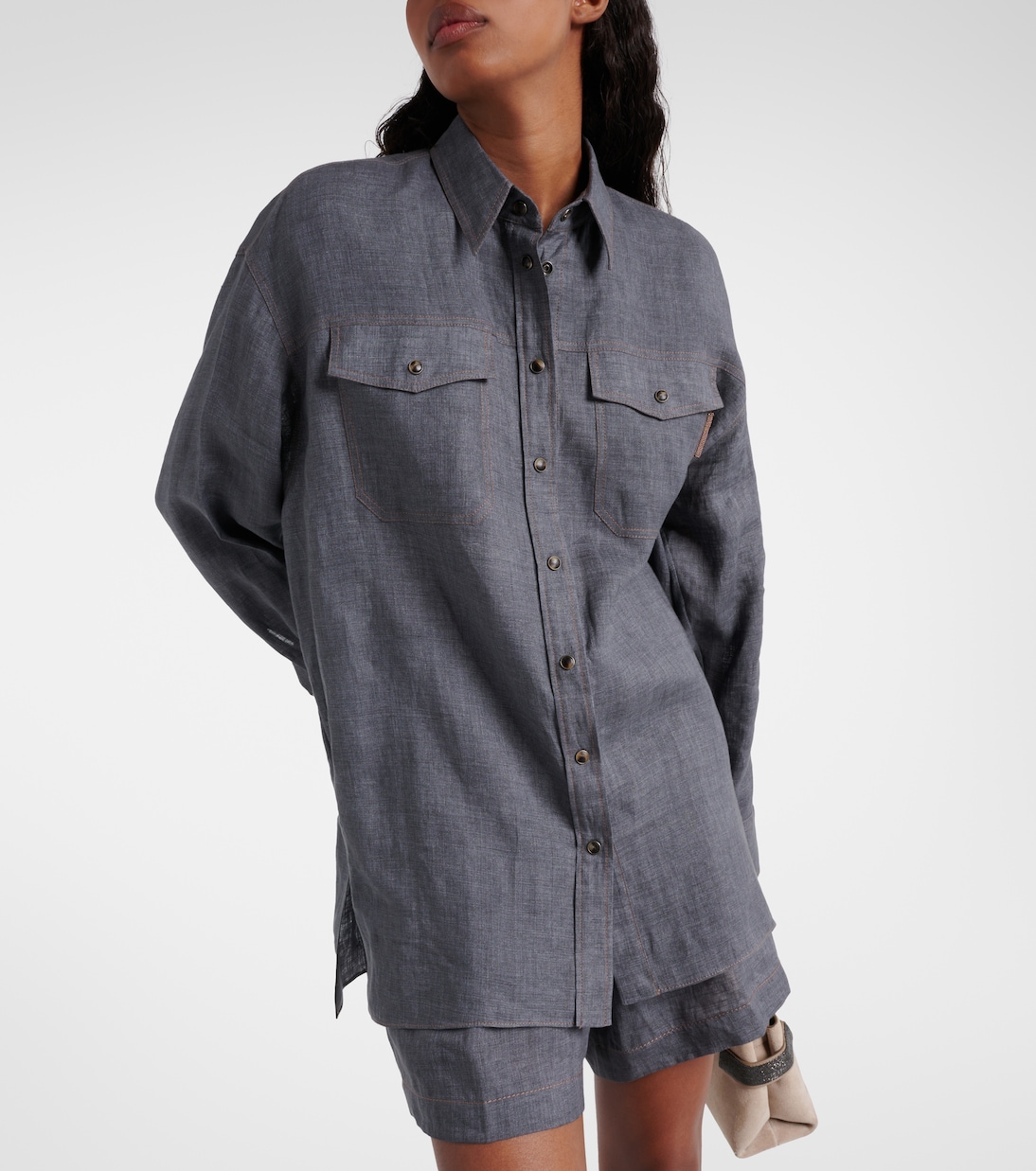 Chemise oversize en lin | Brunello Cucinelli