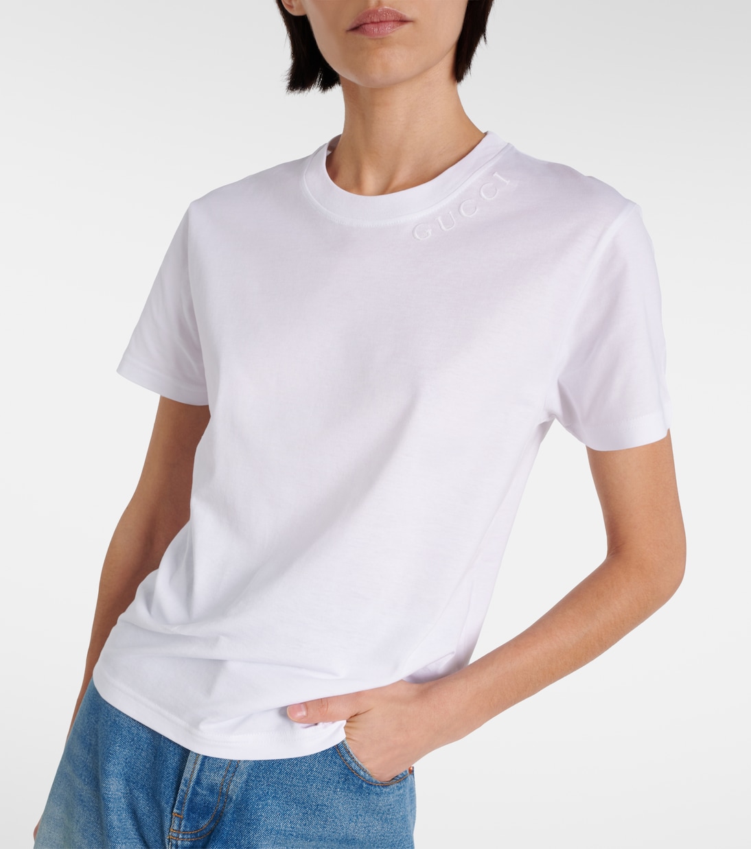 Camiseta de jersey de algodón con bordado | Gucci