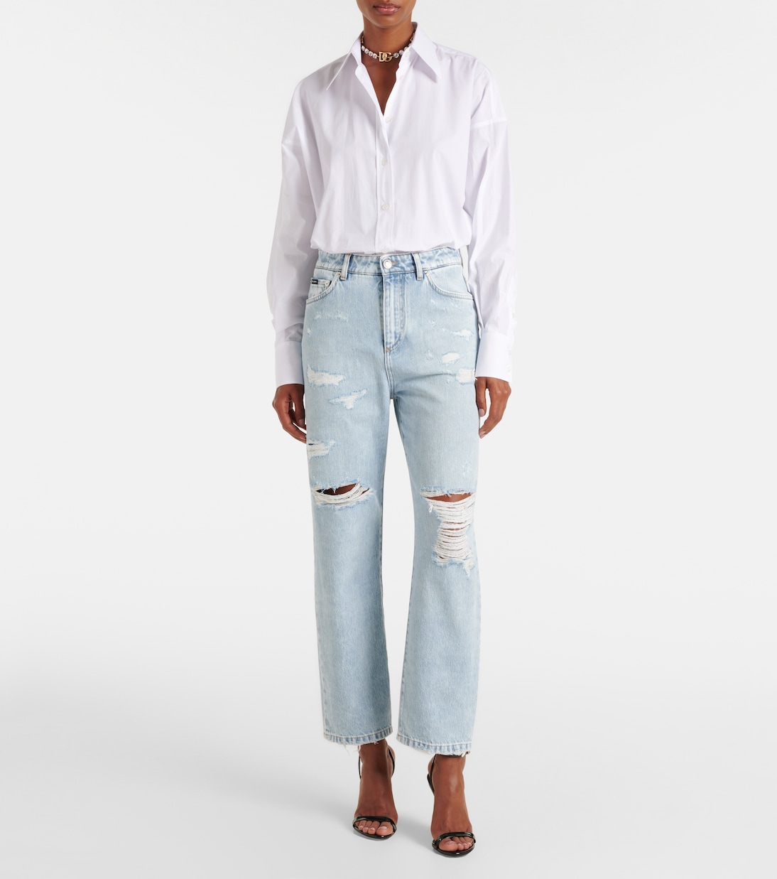 Jeans regular distressed a vita bassa | Dolce&Gabbana