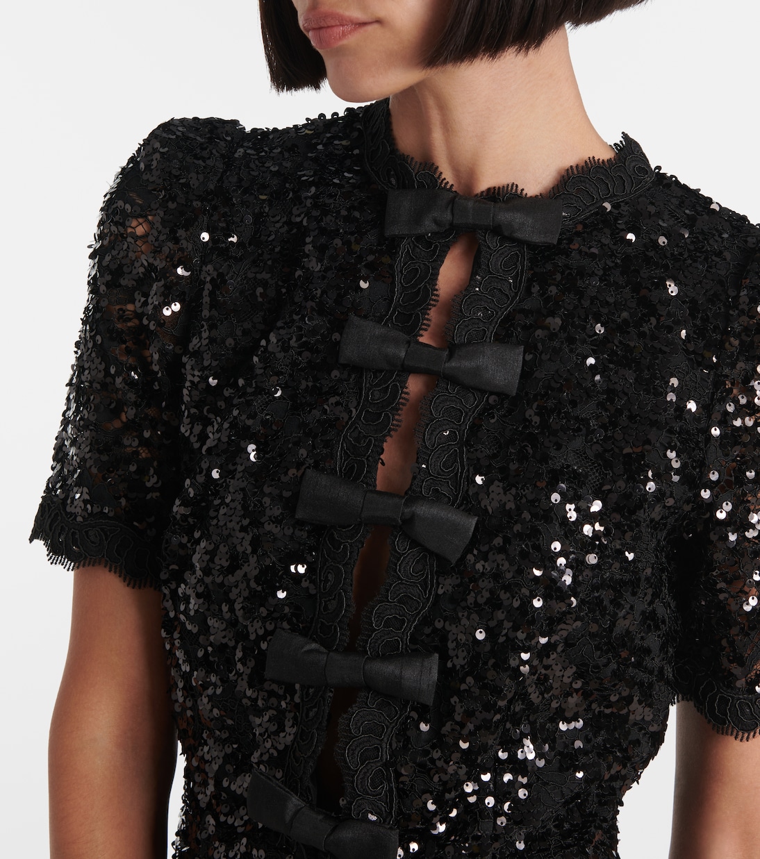 Diana bow-detail sequined minidress | Rebecca Vallance