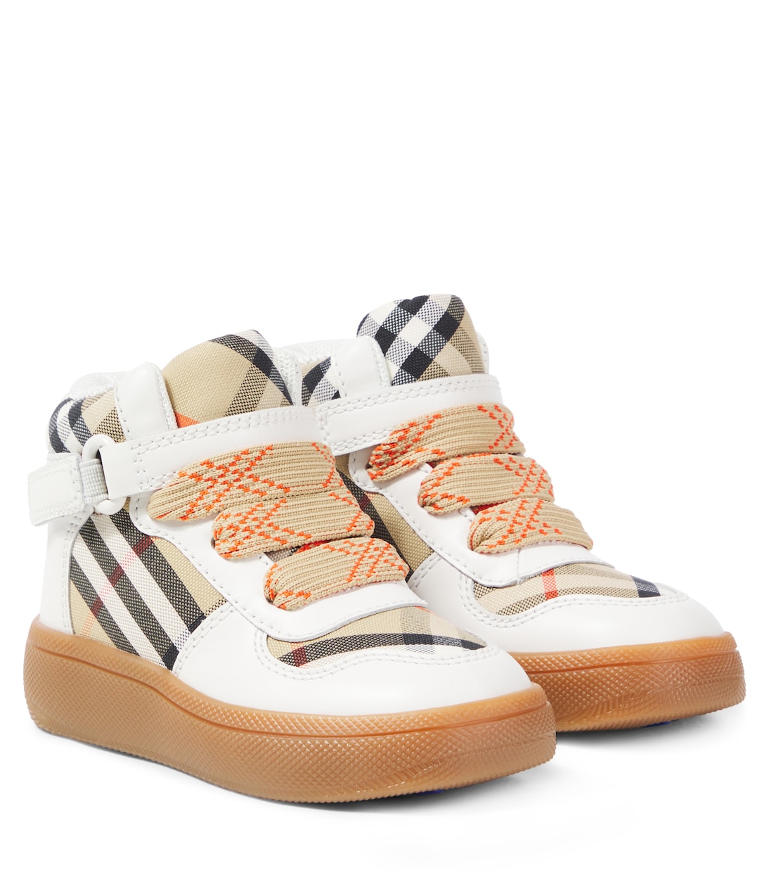 Burberry Check leather and canvas sneakers | Burberry Kids