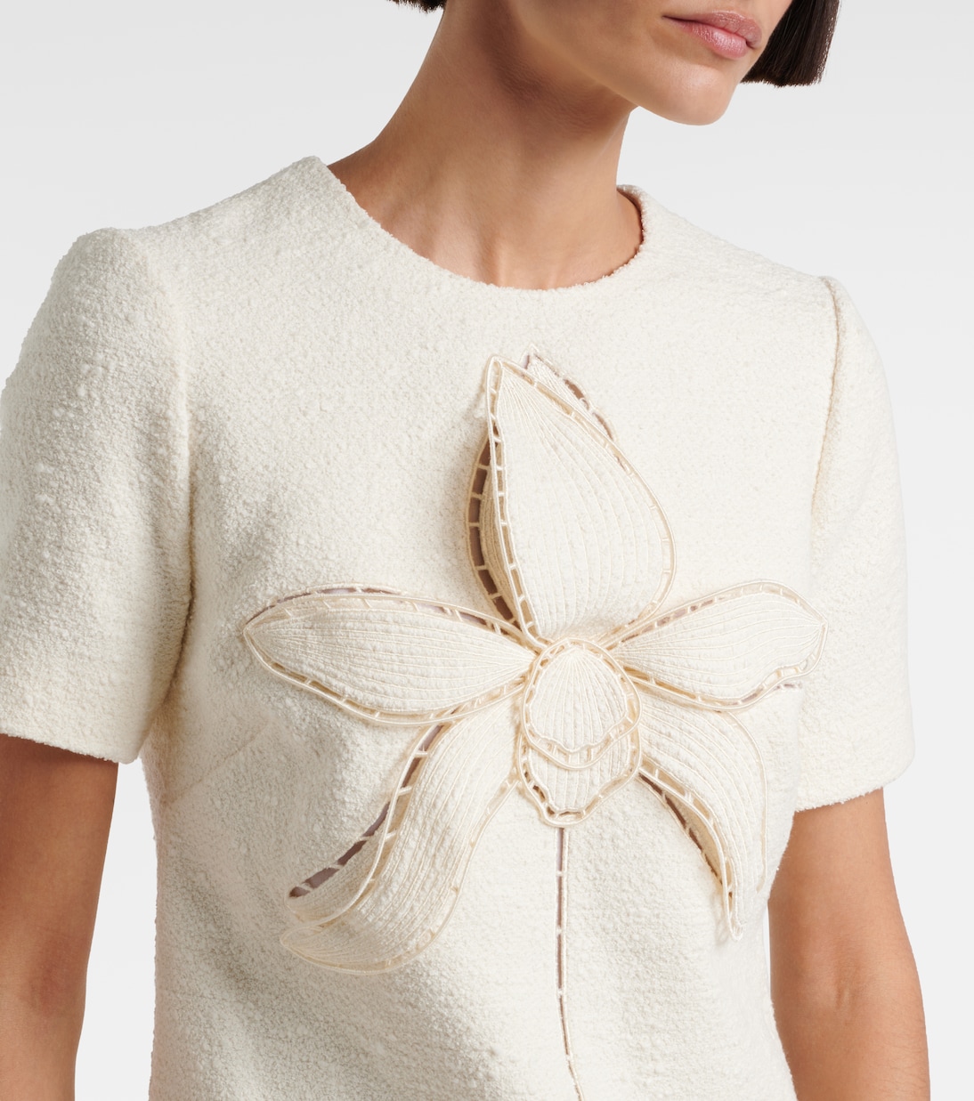 Vestido recto Orchid de tweed de algodón | Oscar de la Renta