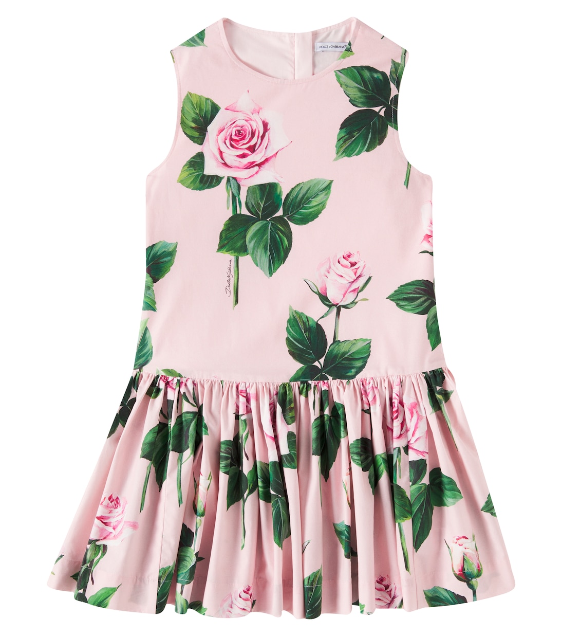 Floral pleated cotton dress | Dolce&Gabbana Kids