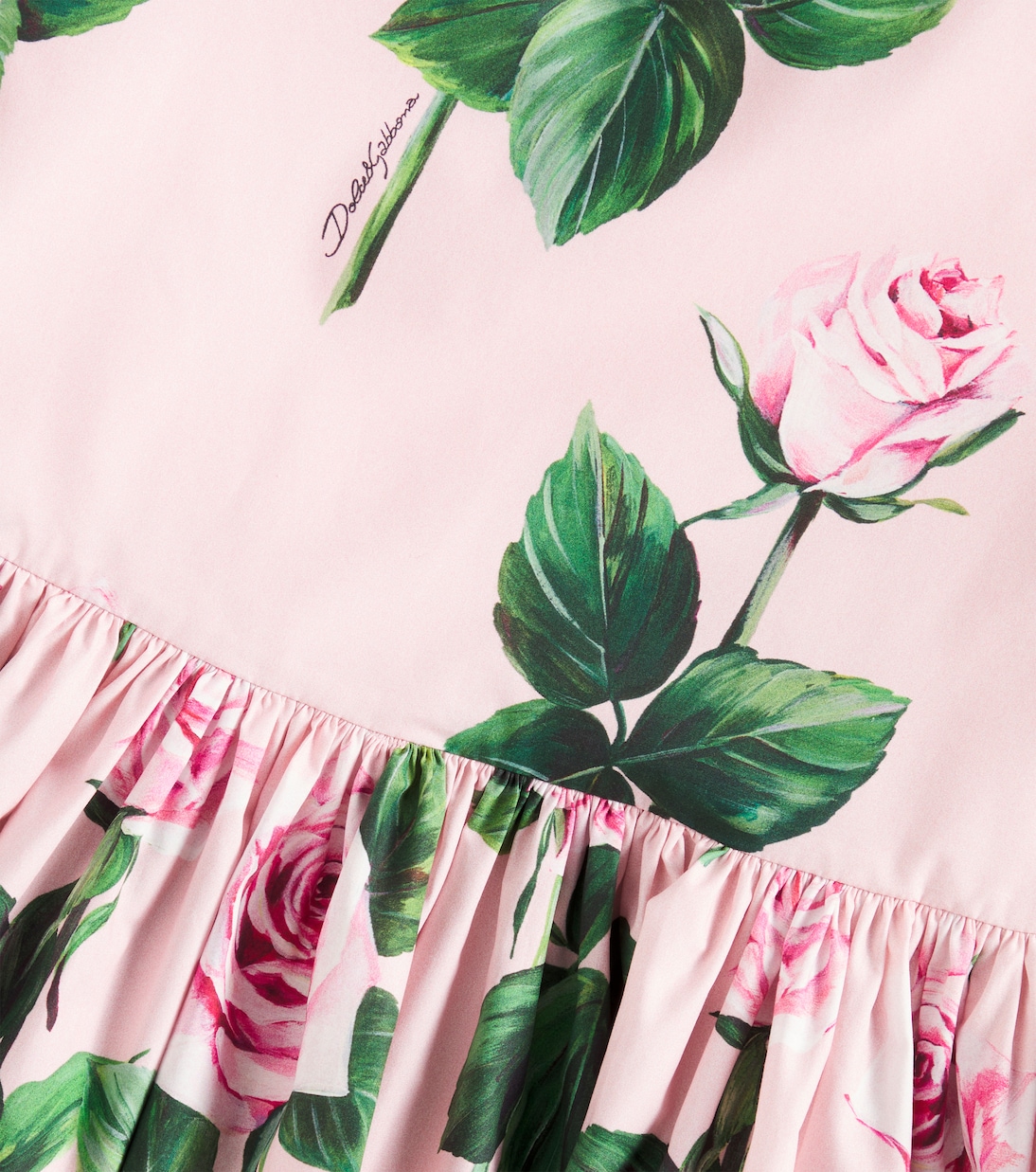 Floral pleated cotton dress | Dolce&Gabbana Kids