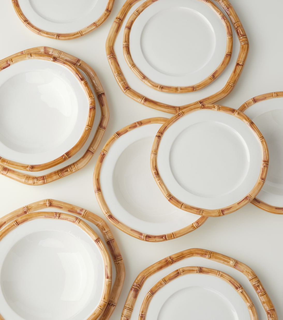 Bamboo set of 4 ceramic dinner plates | Les-Ottomans