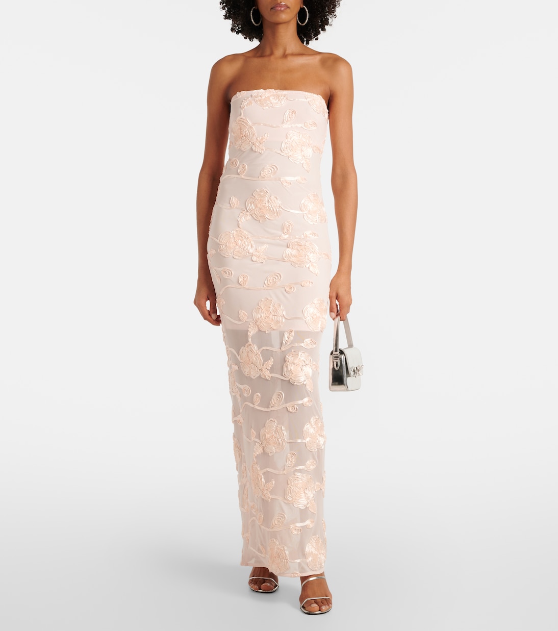 Besticktes Maxikleid aus Mesh | Rotate