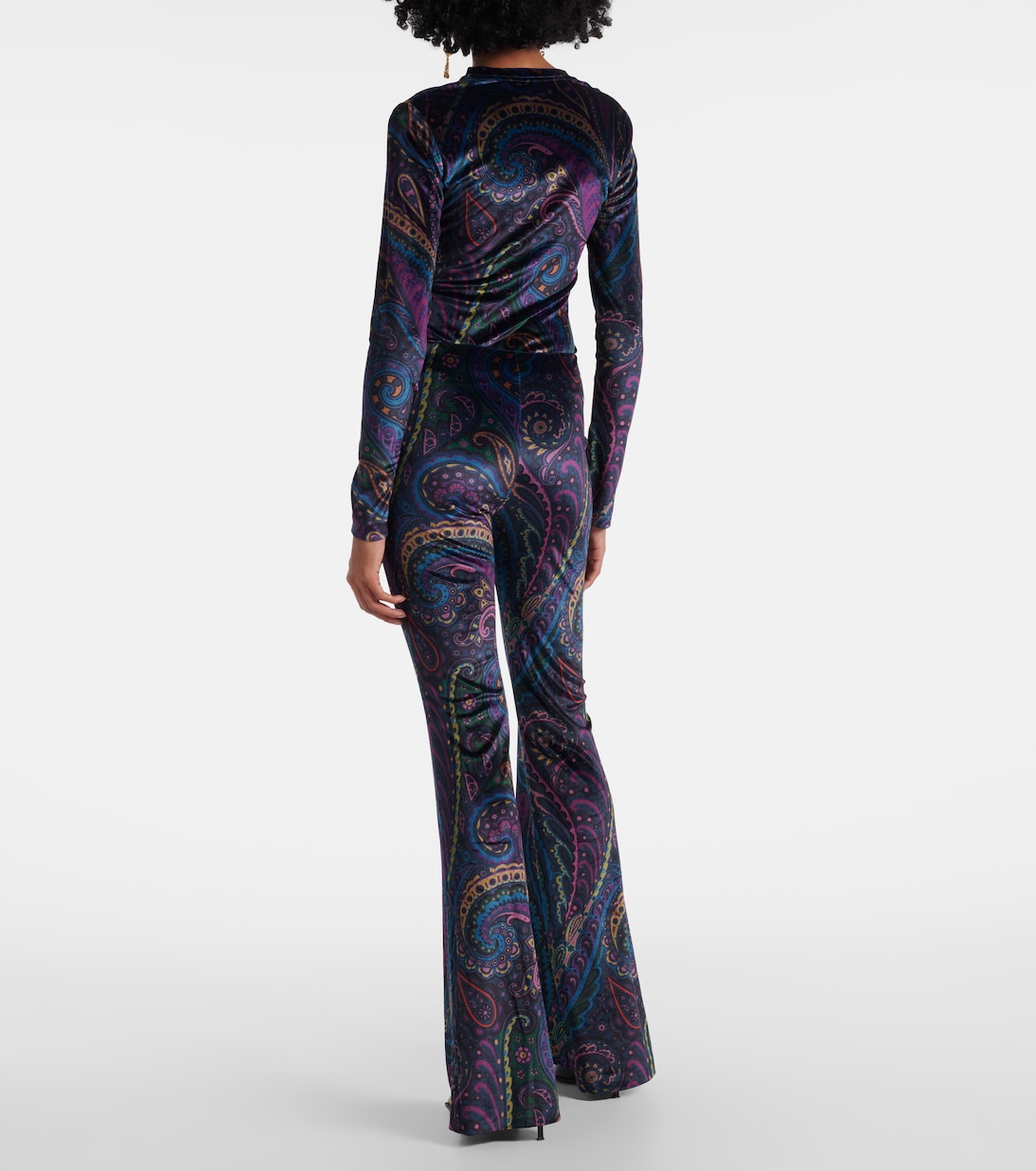 Pantaloni flared in velluto a vita alta con stampa | Etro