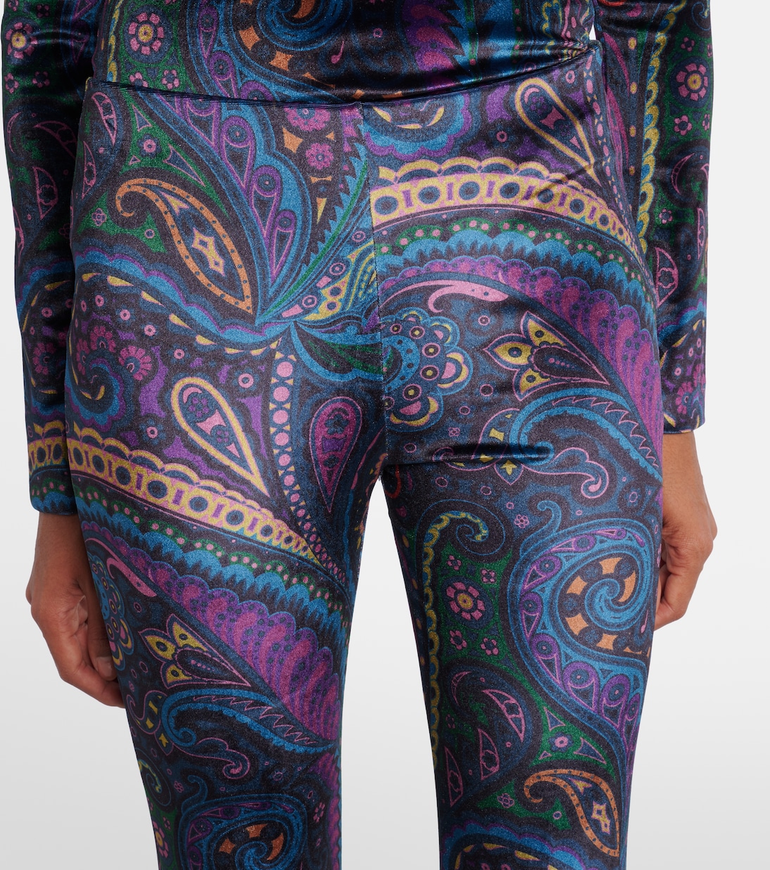 Pantaloni flared in velluto a vita alta con stampa | Etro