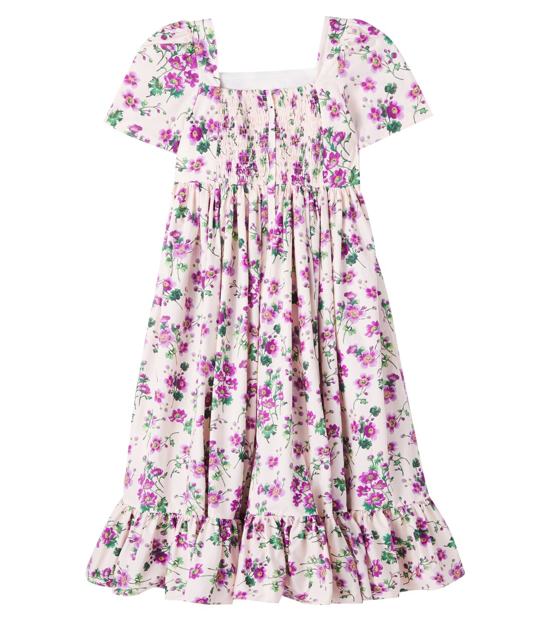Floral smocked cotton poplin dress | Dolce&Gabbana Kids