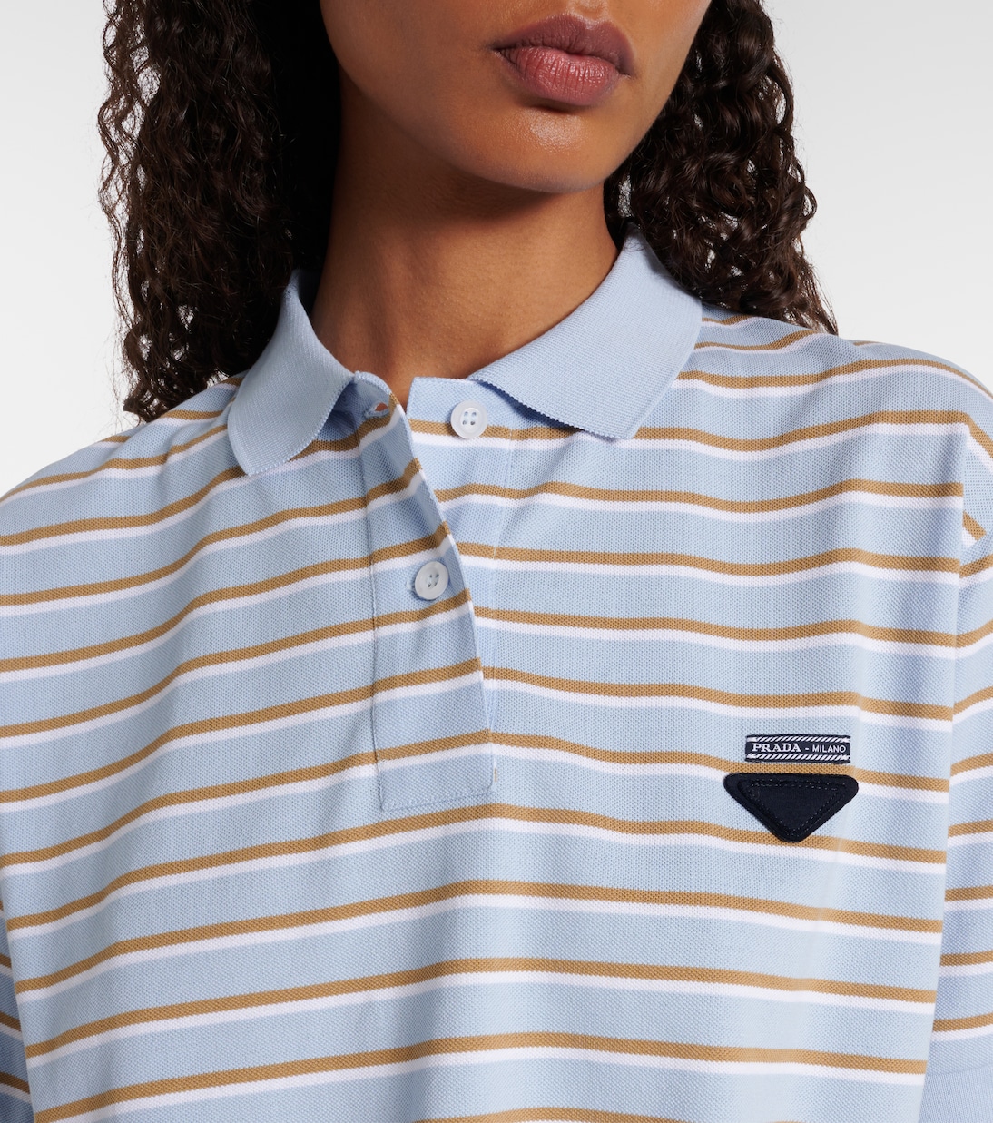 Polo de piqué de algodón a rayas | Prada
