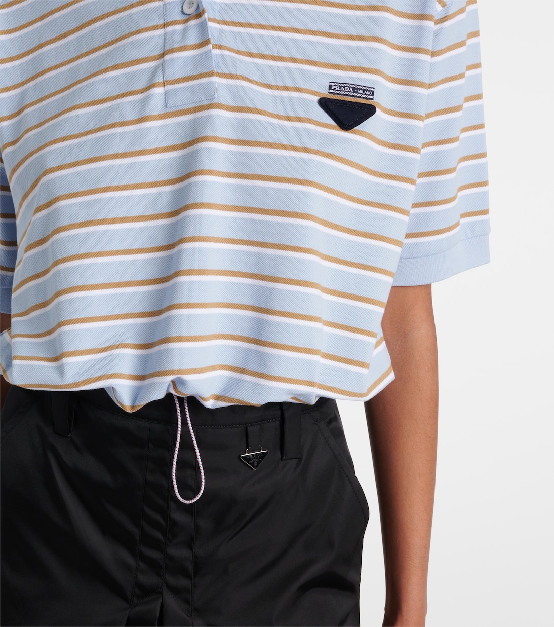Polo de piqué de algodón a rayas | Prada