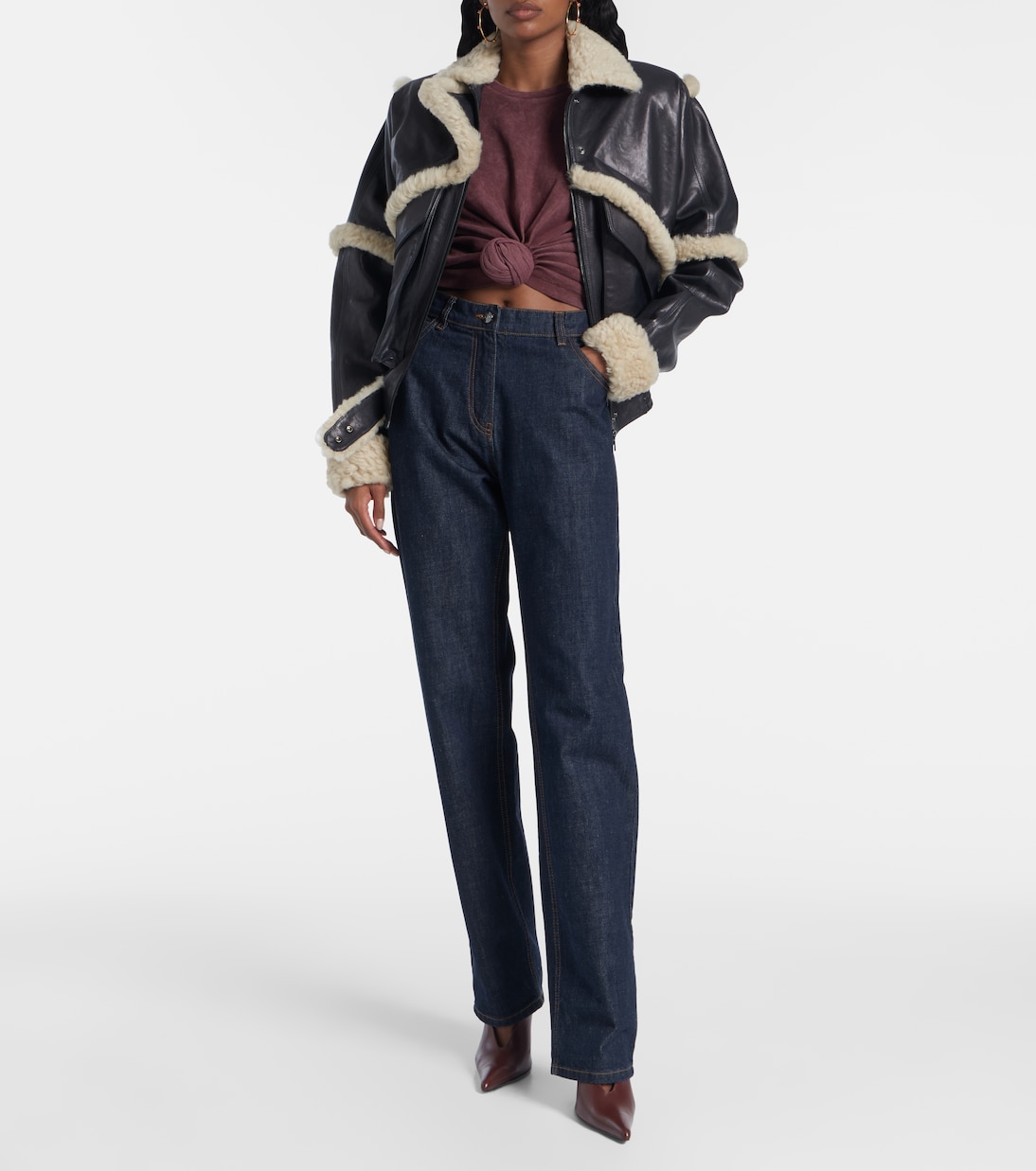 Cropped cotton-blend T-shirt | Magda Butrym