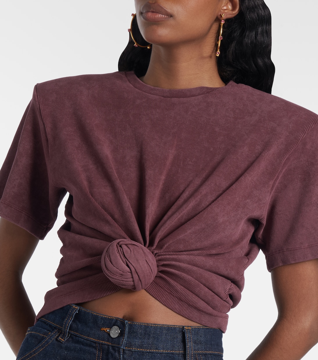 Cropped cotton-blend T-shirt | Magda Butrym