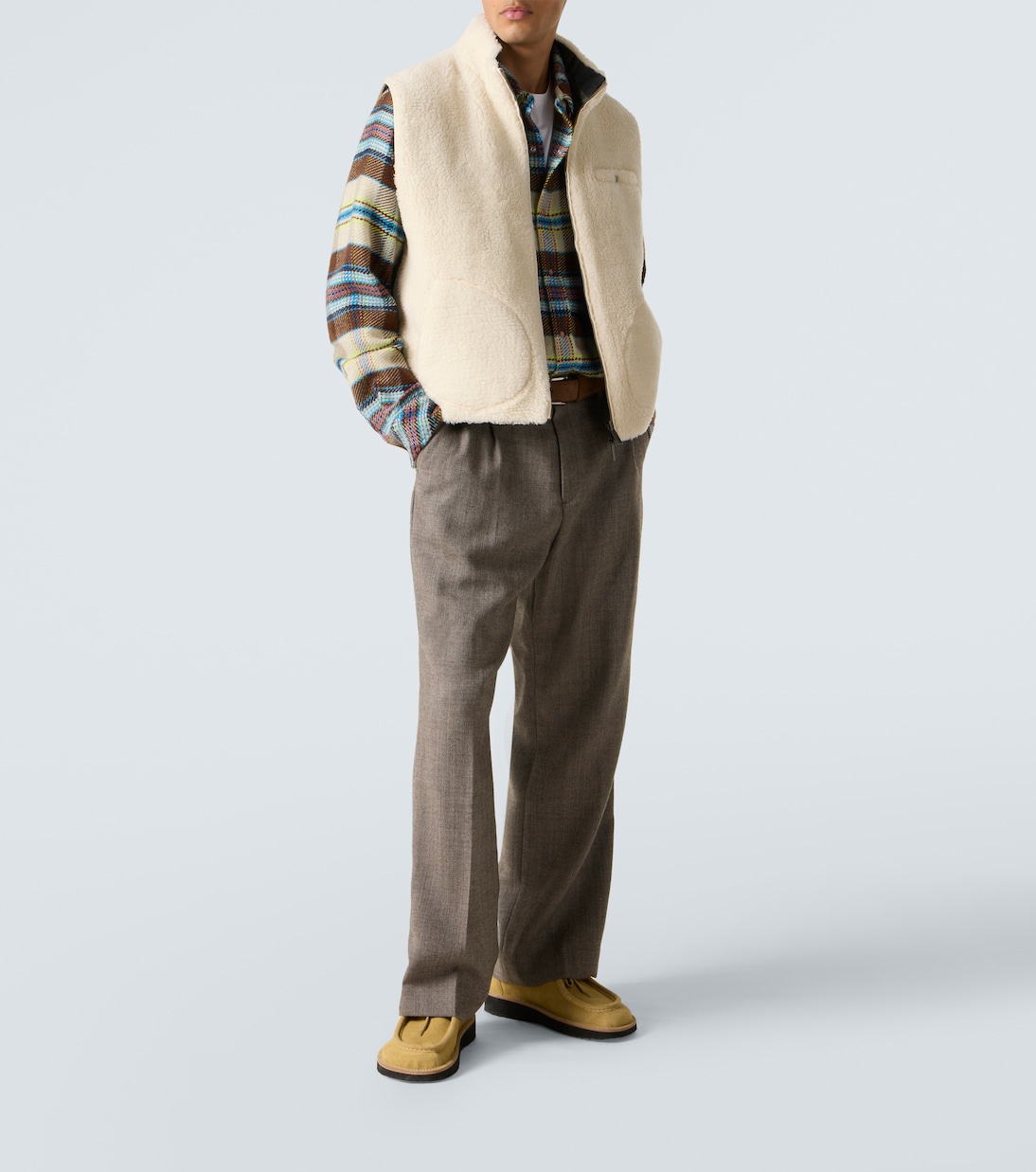 Plaid cashmere shirt with sunstone | God's True Cashmere
