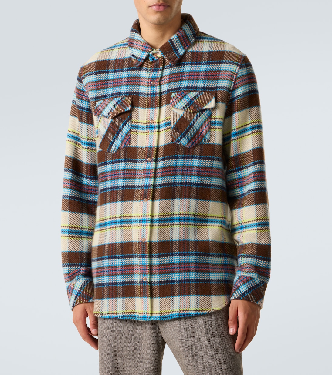 Plaid cashmere shirt with sunstone | God's True Cashmere
