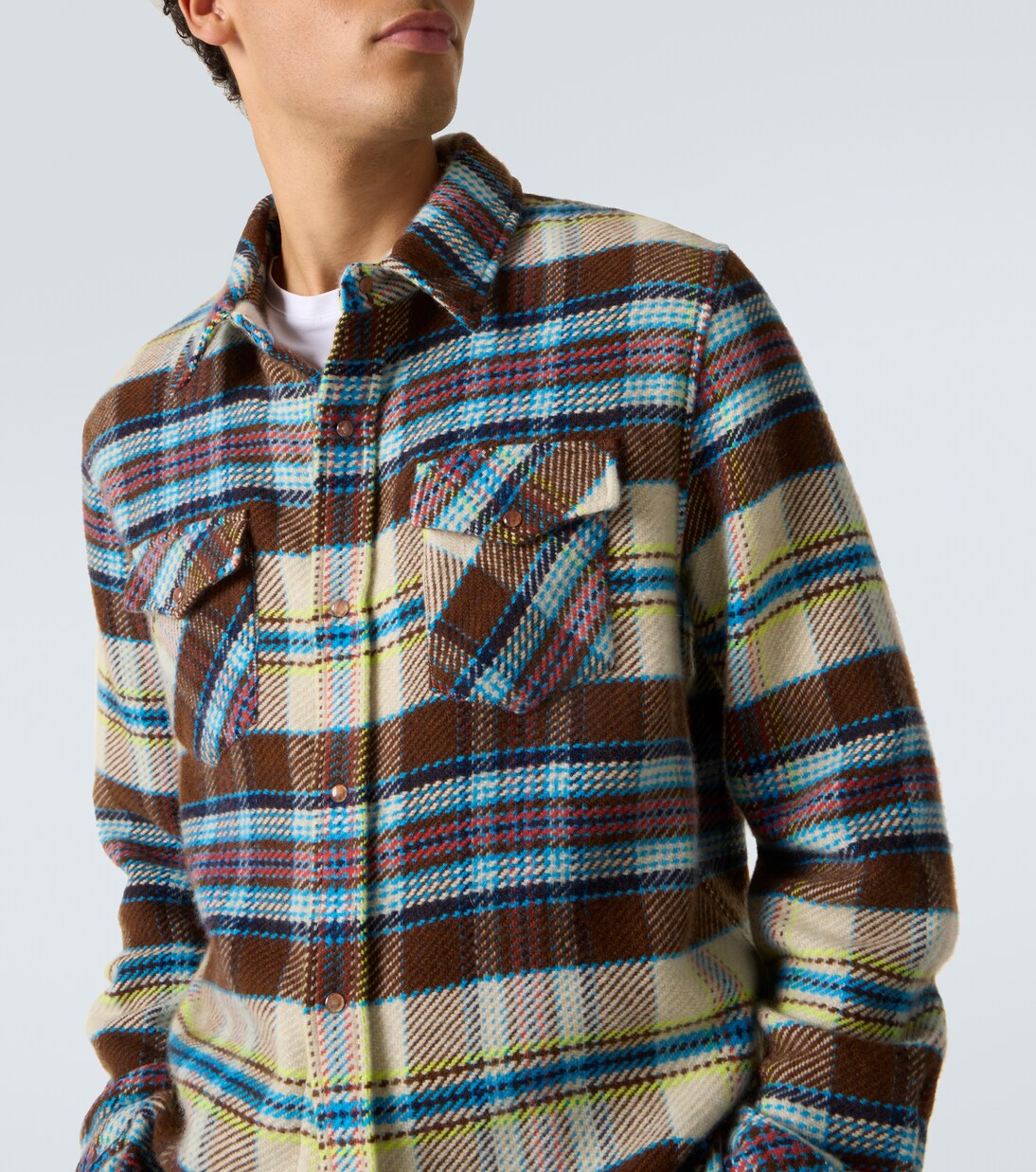 Plaid cashmere shirt with sunstone | God's True Cashmere