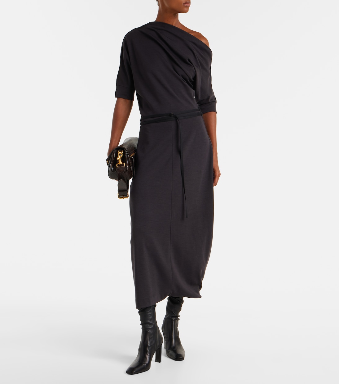 Belted asymmetric midi dress | Lemaire