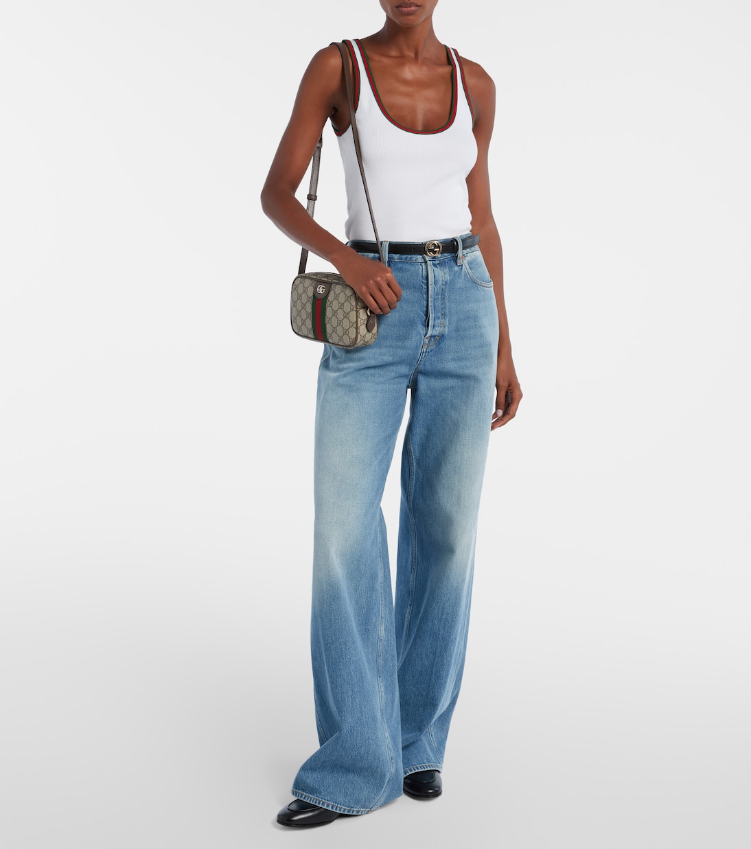 Ophidia Small leather-trimmed crossbody bag | Gucci