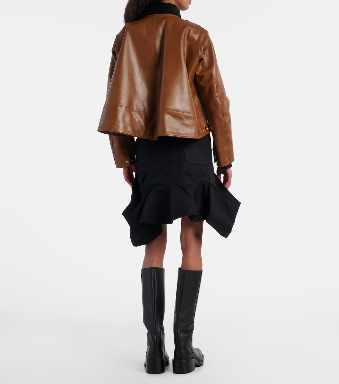 x Carhartt asymmetric leather jacket | Sacai