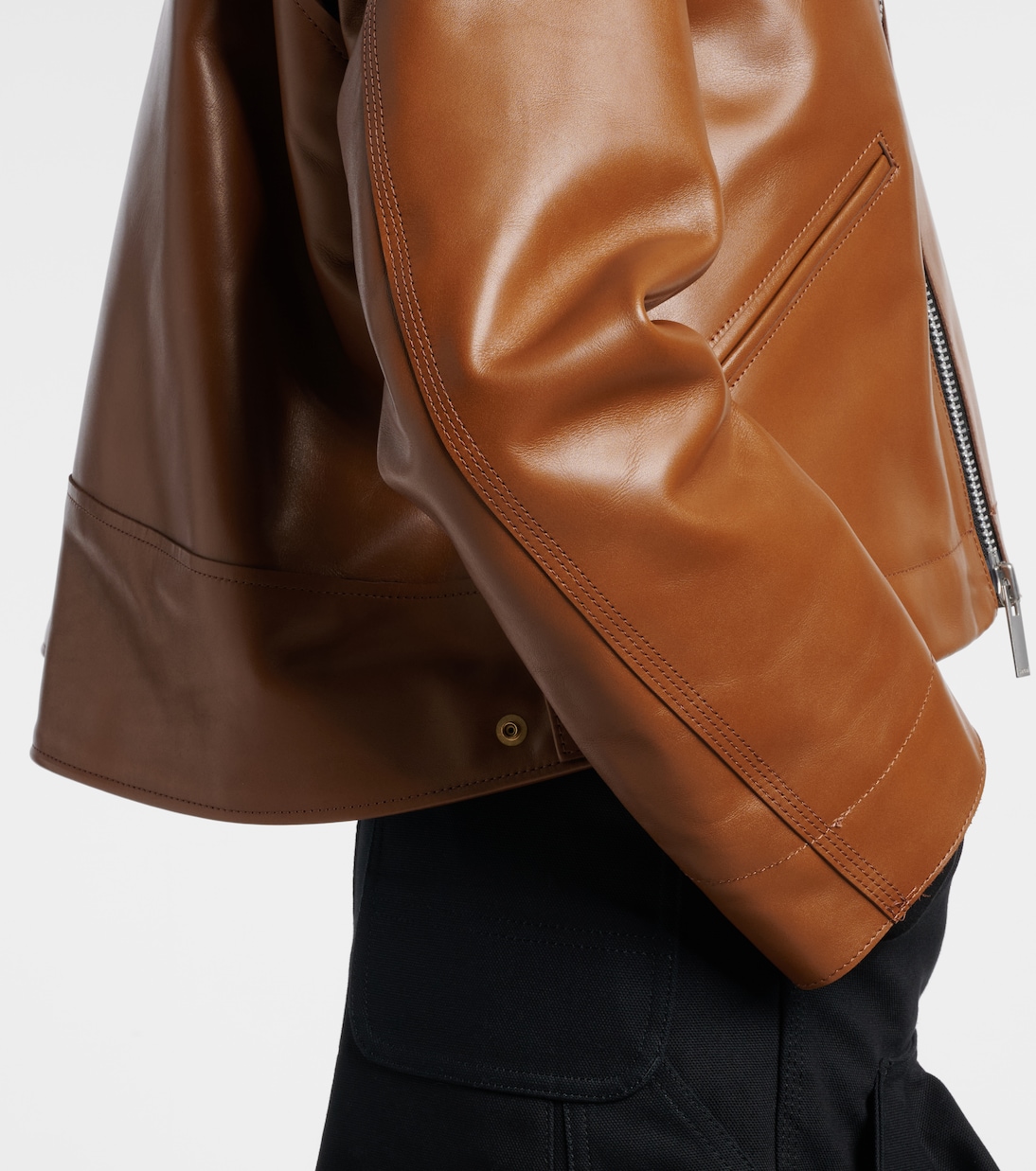 x Carhartt asymmetric leather jacket | Sacai