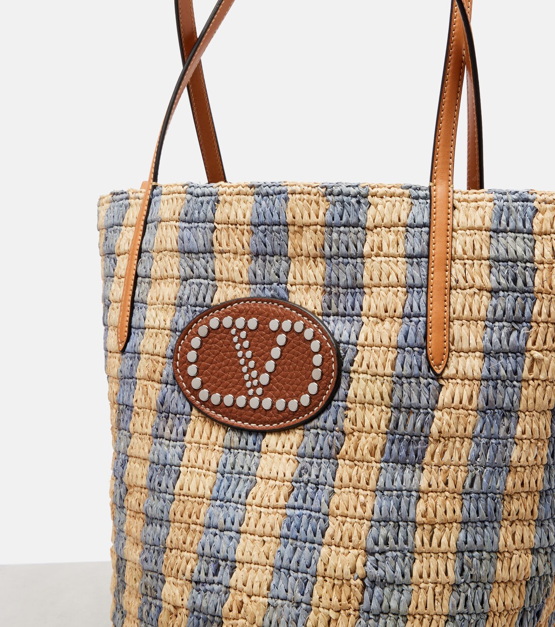 Cabas VLogo Large en raphia et cuir | Valentino Garavani