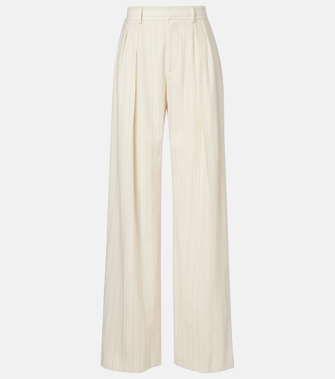 Striped high-rise wool wide-leg pants | Ralph Lauren Collection
