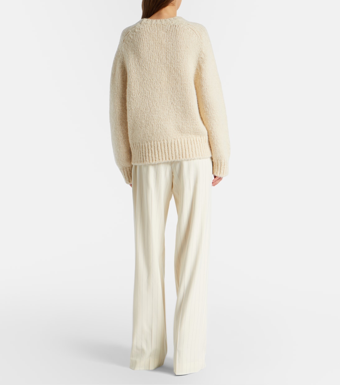 Striped high-rise wool wide-leg pants | Ralph Lauren Collection