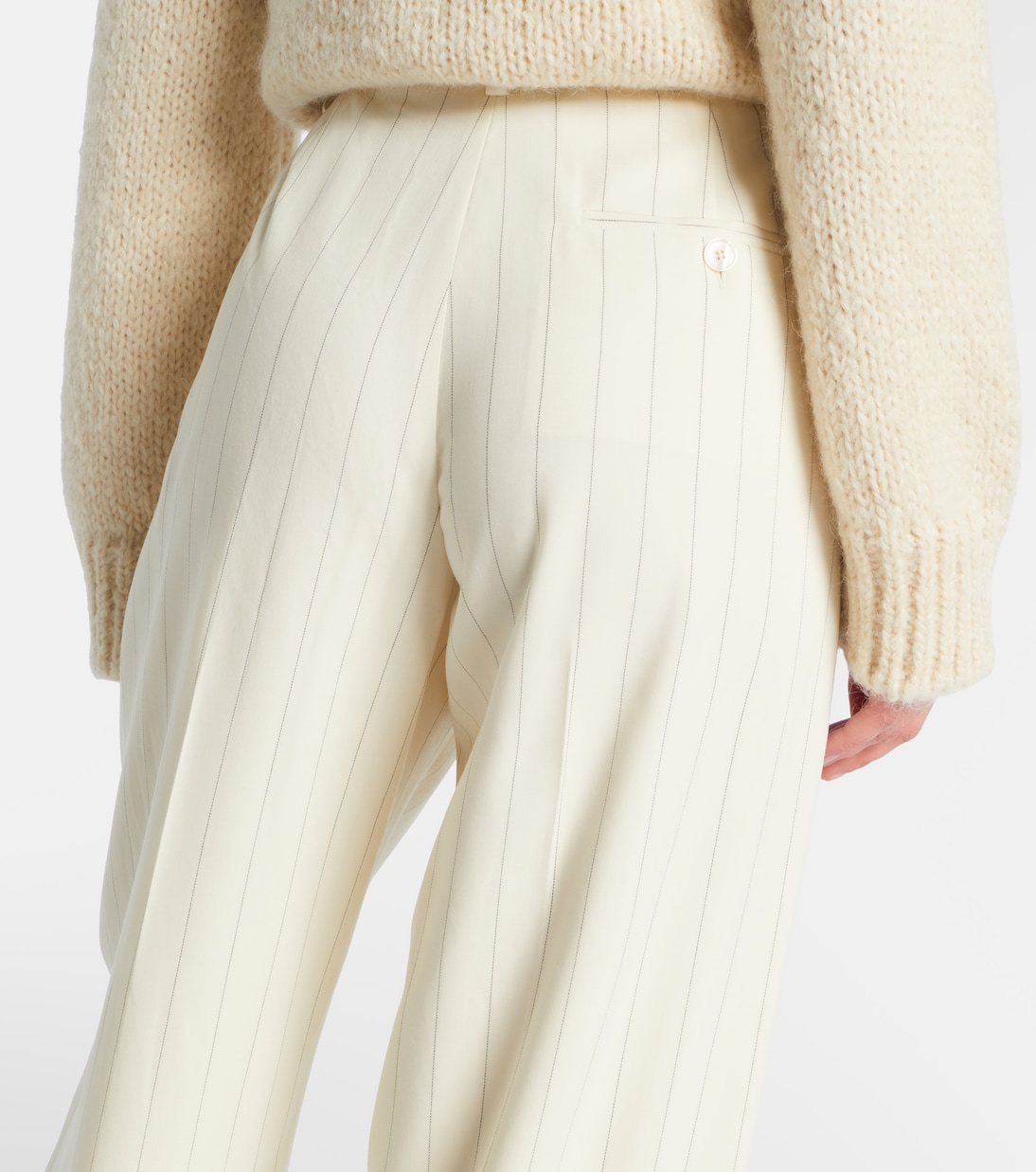 Striped high-rise wool wide-leg pants | Ralph Lauren Collection