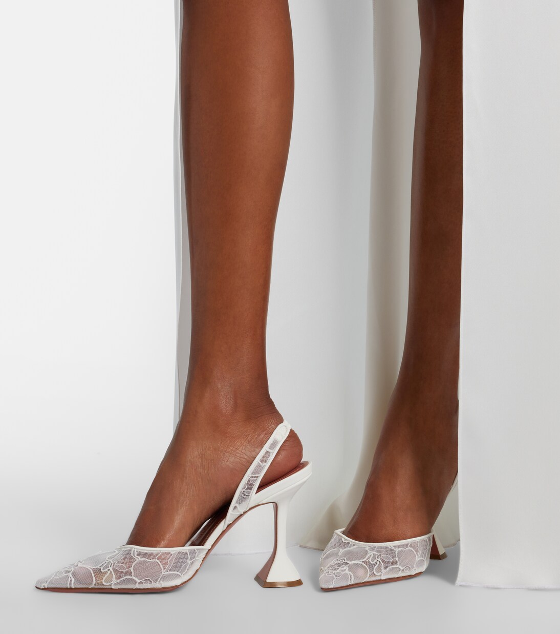 Holli leather-trimmed lace slingback pumps | Amina Muaddi
