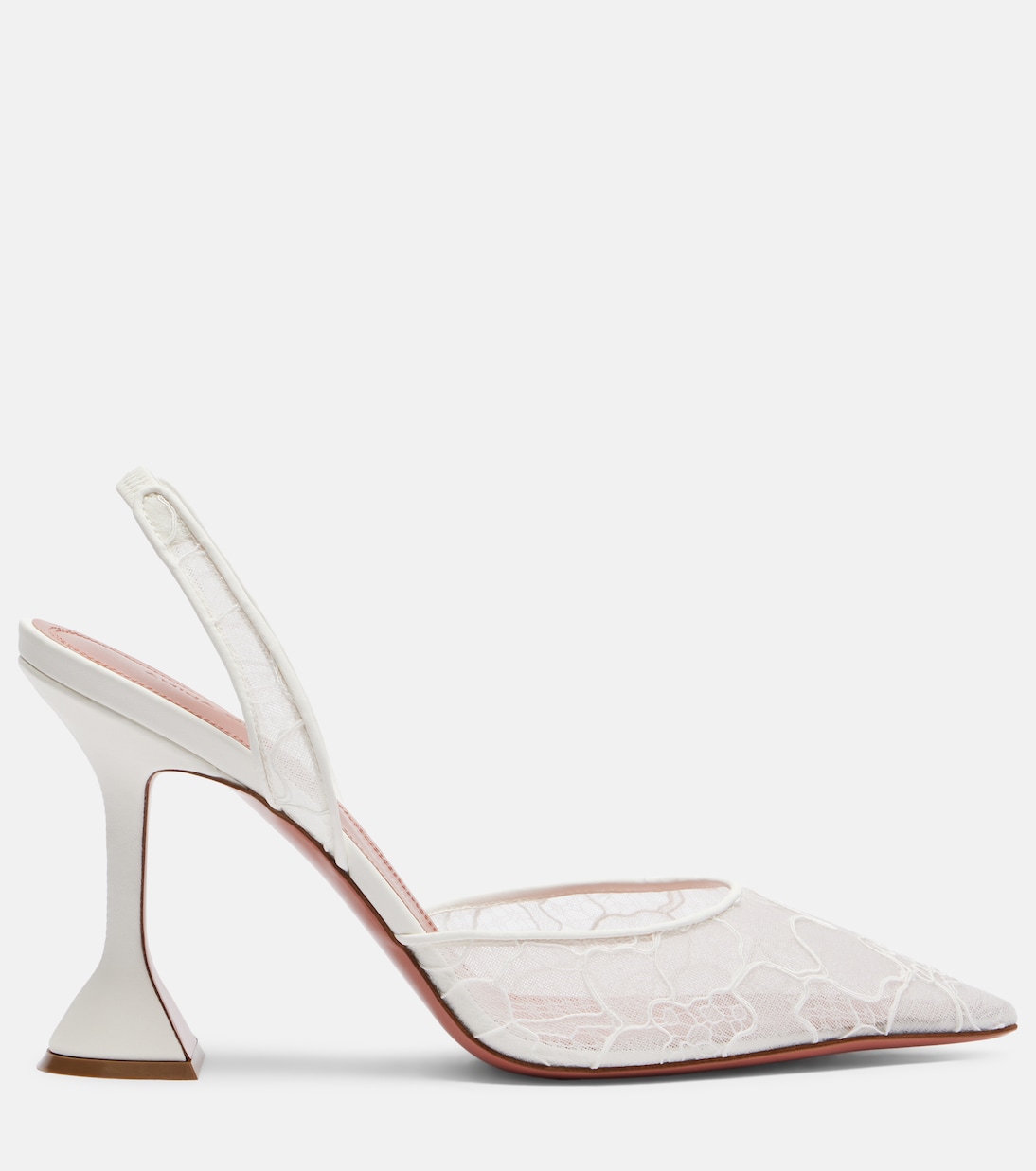 Holli leather-trimmed lace slingback pumps | Amina Muaddi