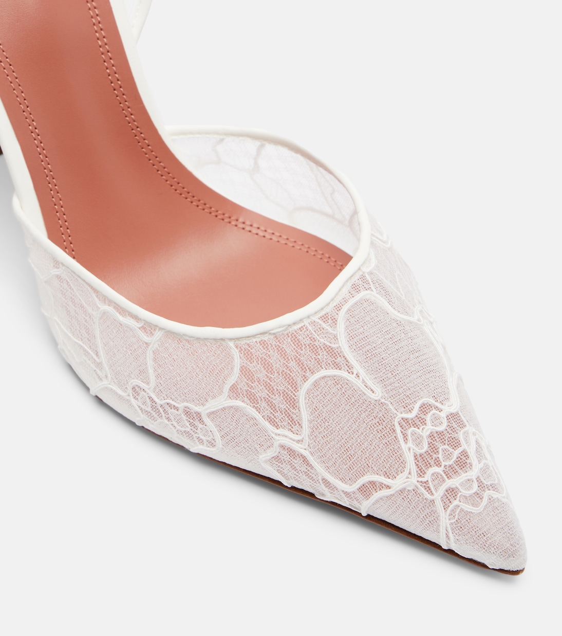 Holli leather-trimmed lace slingback pumps | Amina Muaddi