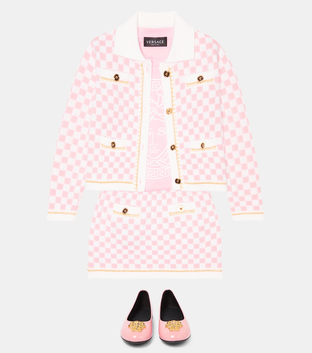 Medusa checked wool skirt | Versace Kids