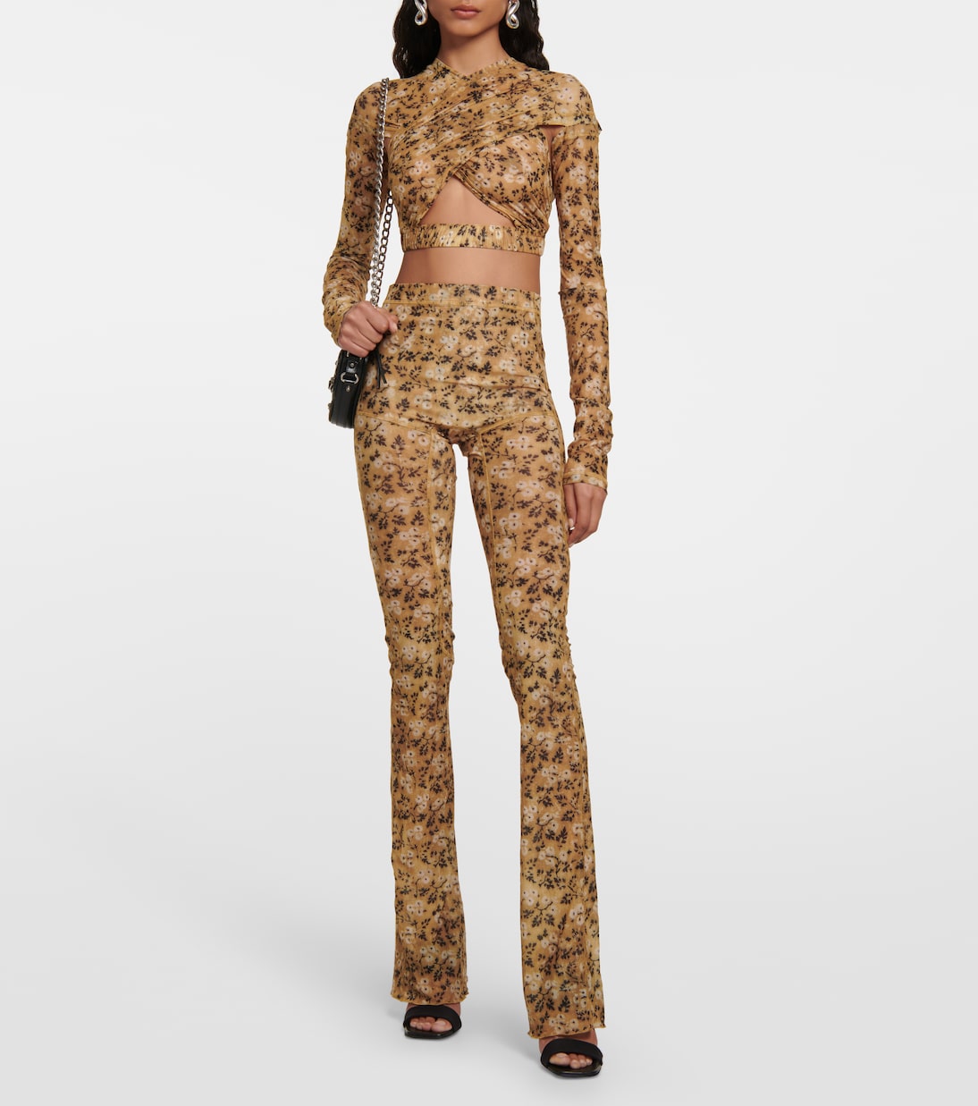 Top raccourci Anti Cross Over à fleurs | KNWLS