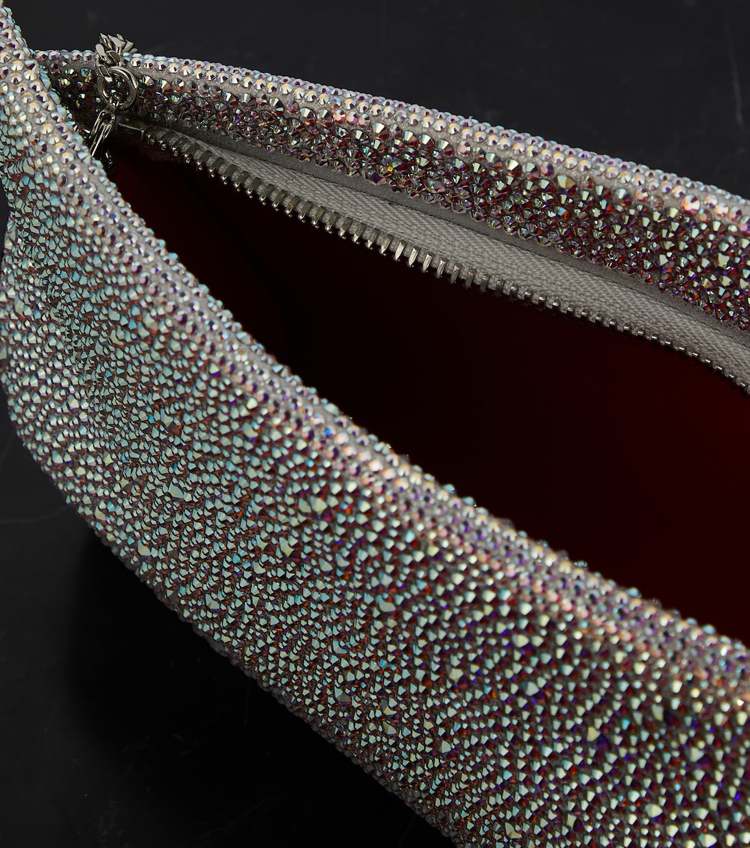 Clutch Loubitwist Small in suede con cristalli | Christian Louboutin
