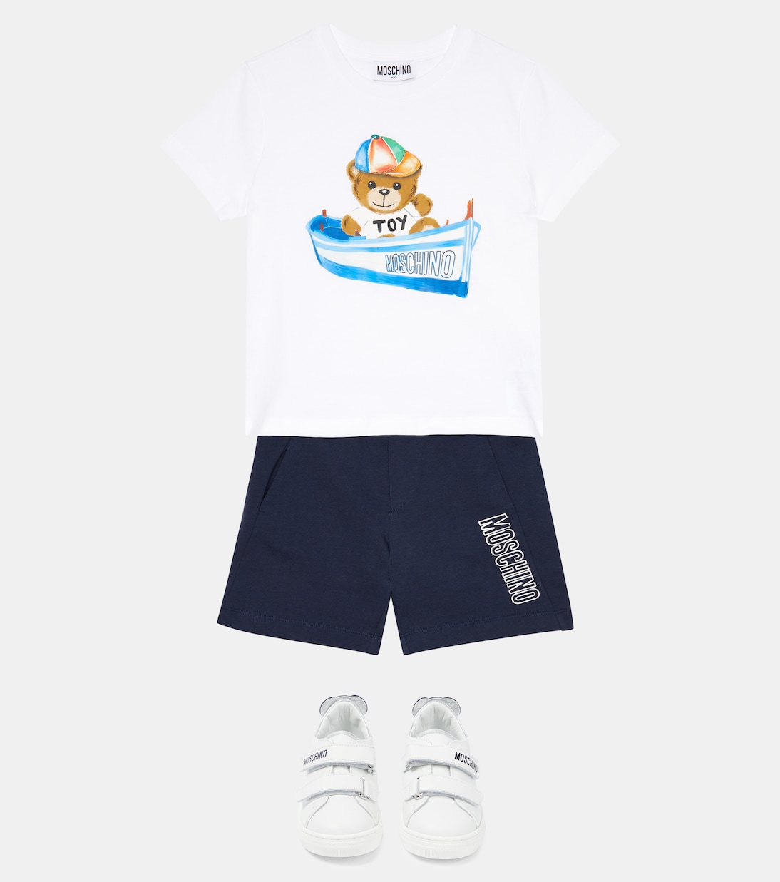 T-shirt e shorts in cotone con stampa | Moschino Kids