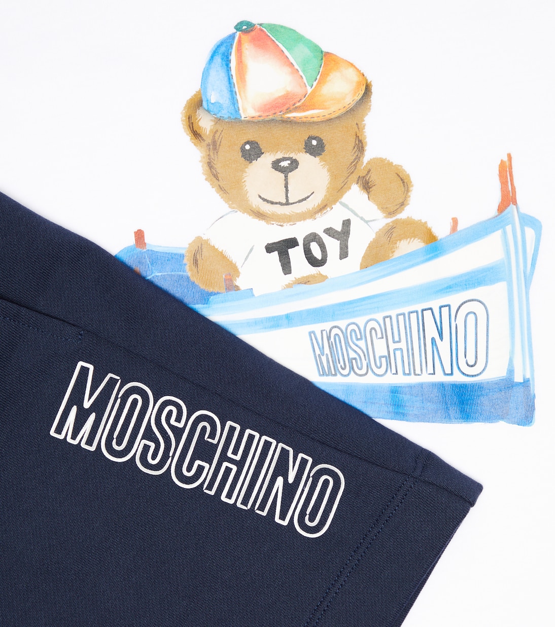 T-shirt e shorts in cotone con stampa | Moschino Kids