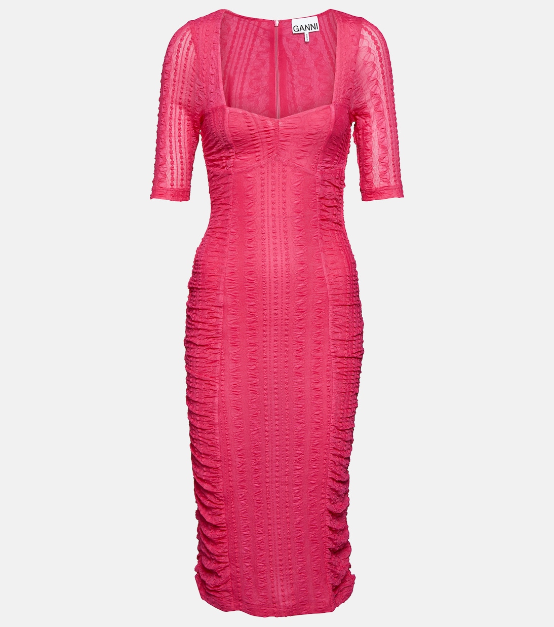 Abito midi in tessuto stretch | Ganni